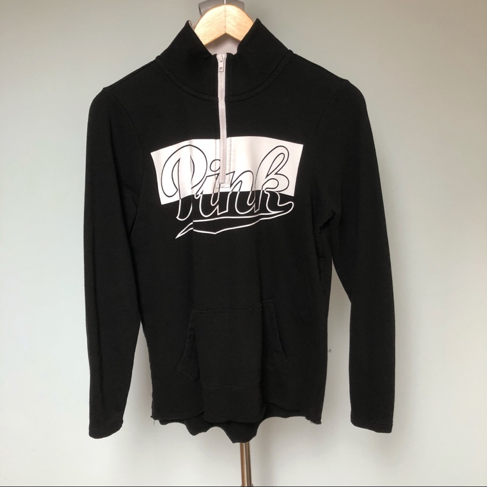 Pink VS black half zip sweatshirt